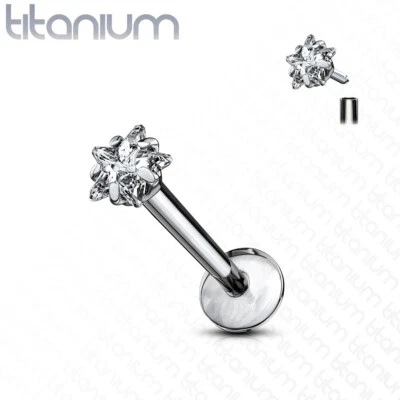 Juego de puntas estrella circonita cúbica grado 23 titanio sólido cartílago hélice labret tragus pernos Foto 1 de 3