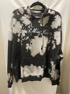 Nova Mens Rolling Stones Tie Dye Vintage Black Wash Hoodie Size XL - Picture 1 of 6