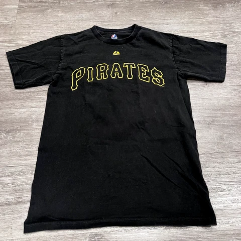 Majestic Pittsburgh Pirates Shirt Mens Small Black MLB Baseball 21 Clemente Tee Cover