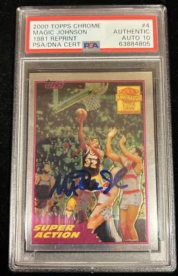 Autographed Magic Johnson Signed 2000 Topps Chrome #4 PSA Signature Graded 10 - Image 1 of 4