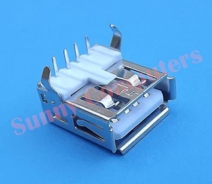 2x USB 2.0 Socket Port Female Plug Repair Replacement Part 90° Angle Pin Type-A - Bild 1 von 3