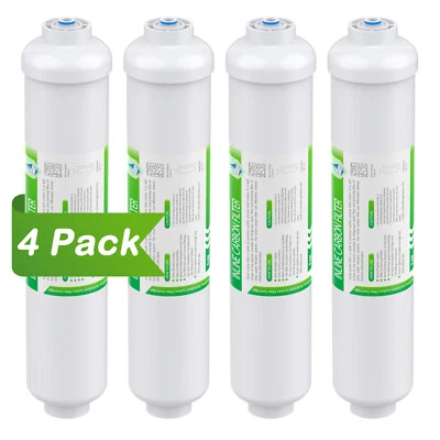 4x Inline T33 Post Carbon Water Filter Cartridges 1/4" Quick Connect Replacement - Image 1 of 4