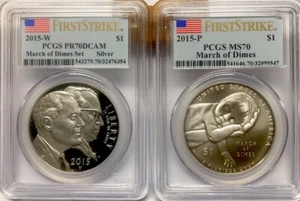 2015 MARCH OF DIMES Silver Dollar PCGS PR70&MS70💥FLAWLESS QUALITY FIRST STRIKE - Picture 1 of 2
