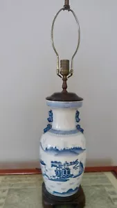 Beautiful Vintage Blue and White Asian Ginger Jar Lamp, Excellent Condition - Picture 1 of 4