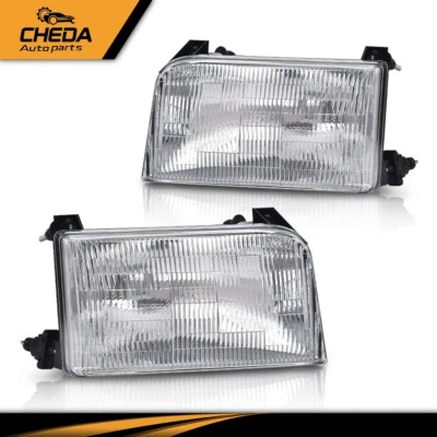 Juego de pares de faros halógenos transparentes lado izquierdo y derecho aptos para Ford F-150 92-96 Foto 1 de 4