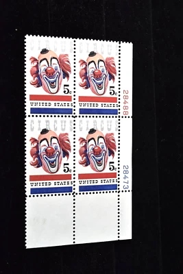 US 1966 CIRCUS PLATE BLOCK w #s S 1309  MNH - Image 1 of 3