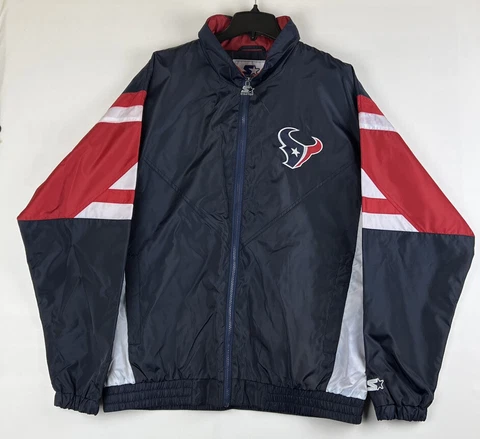 Houston Texans Full Zip Windbreaker Jacket With Hoodie Size Large L Mens NFL Cover