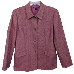 Vintage Lands End Tweed Blazer Womens 12 Red Wool English Countryside Academia - Picture 1 of 9