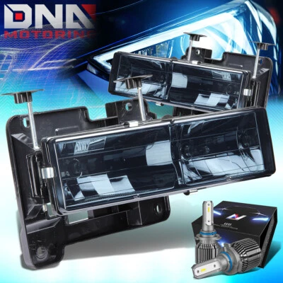 PARA 88-00 CHEVY C/K C10 PICKUP GMT400 FAROS LÁMPARAS CON KIT LED + VENTILADOR FRÍO AHUMADO Foto 1 de 4