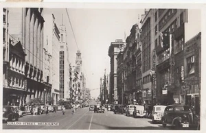 Estampilla Australia 3&1/2d Rotary en postal con foto real Collins Street Melbourne - Imagen 1 de 2