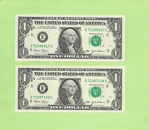 '7139 9317 & 7139 7139' .. MATCHING .. UNCIRC $1 RADAR & REPEATER - Picture 1 of 2