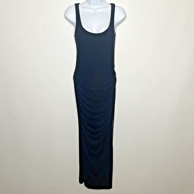 Vintage Y2K Marciano Black Draped Jersey Exposed Zipper Maxi Dress Size S - Image 1 of 4