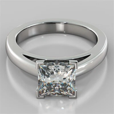 2.00 Ct Princess Cut Lab Created Diamond Engagement Ring 14K White Gold Size 7 - Image 1 of 4