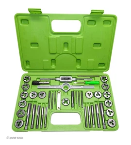 TAP AND DIE SET, STANDARD, SAE – taps dies thread cutting hand tools – 40-pc - Picture 1 of 3
