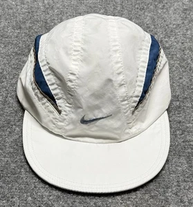 Vintage Nike Mütze Kappe Clima-Fit weiß blau reflektierend Strapback 7 Panel Laufen - Bild 1 von 11