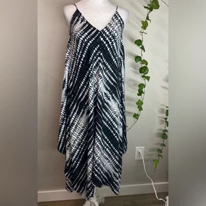 TYCHE Small Spaghetti strap flowing A-line dress black white Handkerchief Dress - Picture 1 of 10