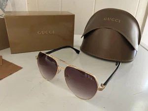Gucci NEW Gold aviator Sunglasses with COA and Box Men’s Women’s Unisex - Picture 1 of 8