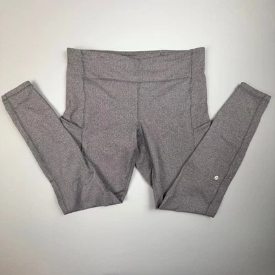 Lululemon Leggings Women 12 Gray Herringbone Luxtreme Power Pockets Athleisure - Image 1 of 4