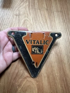 Rare Old Antique VITALIC Bicycle Elephant Head Emblem Metal Badge~Store Ad Parts - Picture 1 of 2