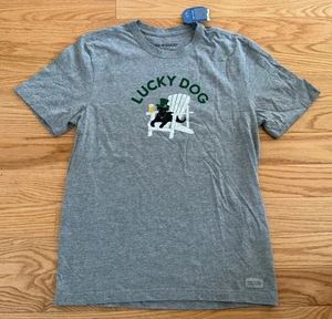 Life Is Good Lucky Dog T-Shirt Sz M NEW NWT Irish St Patrick's Day Crusher Tee - Picture 1 of 3