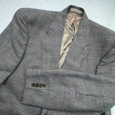 Blazer xadrez masculino Chaps Ralph Lauren 44T lã seda mistura de linho - Imagem 1 de 4