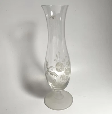 "Florero Avon Hummingbird Bud grabado 24 % cristal de plomo 9,2"" altura vintage 1989" Foto 1 de 4