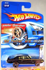 2005 Hot Wheels Faster Than Ever #18 1st Editions Realistix 69 PONTIAC GTO Black - Picture 1 of 5