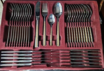 Solinger-VDH-Besteckkasten für 12 Personen - 18/10 Edelstahl - teilvergoldet, - Bild 1 von 4