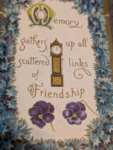 VTG FRIENDSHIP Post Card Floral Embossed Gold Border Posted 1911 - Picture 1 of 10