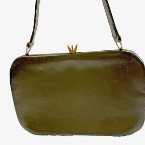 Russell & Bromley Green Leather Hard Frame Vintage Shoulder Bag | Boxy Retro - Picture 1 of 14