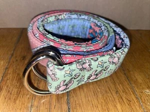 VINEYARD VINES MULTI COLOR Palm Lobster boat Scuba Boys BELT SIZE L Cotton 35” - Picture 1 of 22