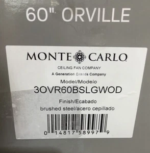 Monte Carlo Orville 60 in. Integrated LED In/Outdoor Brushed Steel Ceiling Fan - Picture 1 of 4