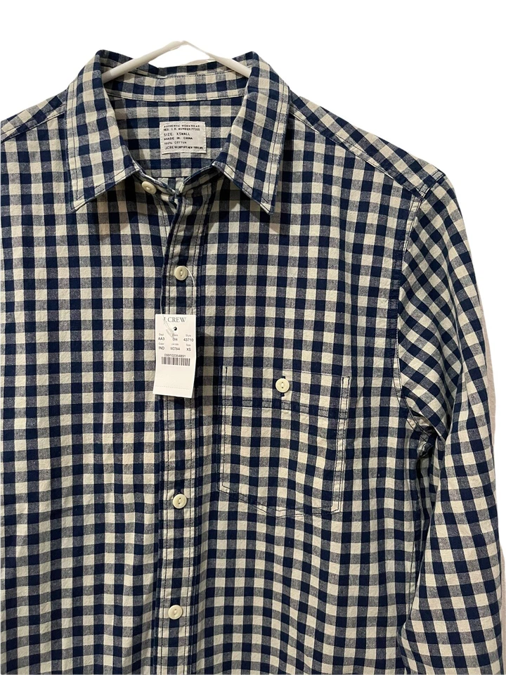 NUEVO CON ETIQUETAS J.Crew Camisa de Vestir Para Hombre ROPA DE TRABAJO AUTÉNTICA Beige Azul A Cuadros Talla XS  Foto 1 de 4