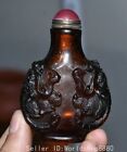 3" Old Chinese Dynasty Glaze Glass Fengshui Pair Pixiu Beast Snuff Bottle