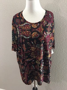 Cute LuLaRoe Irma! Leaf Pattern. Multi Black, Blue, Red, Yellow, Orange. Size XS - Picture 1 of 2