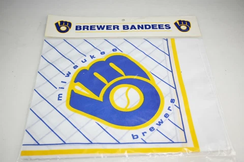 Vintage Milwaukee Brewers Retro Ball Glove Logo Bandana New in Package Cover