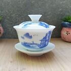 Blue and white porcelain tea bowl lid saucer
