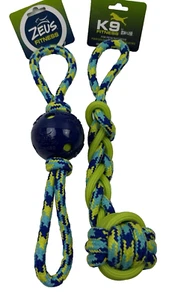 (2) Dog Toy K9 FITNESS BY ZEUS TUG Rope Large Ball High Quality - 15 IN - Picture 1 of 8