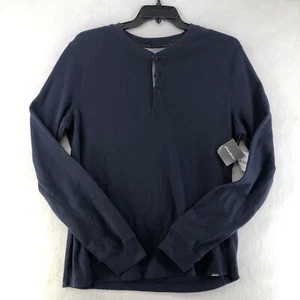 Eddie Bauer T Shirt Mens Size XL Navy Blue Pullover Sleepwear Henley Long Sleeve - Picture 1 of 8