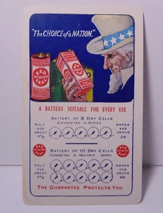 1919 ANTIQUE VINTAGE RED SEAL BATTERY CALENDAR CARD UNCLE SAM GRAPHIC BOSTON MA - Picture 1 of 9