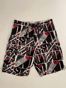 Maui And Sons Red And Black Board Shorts Swim Trunks Sz 32 - Picture 1 of 6