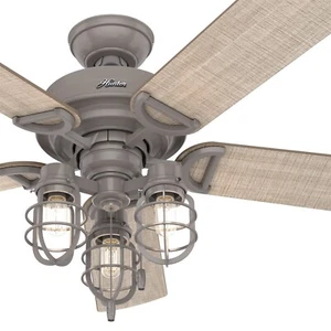 Hunter Fan 52 inch Casual Quartz Grey Indoor/Outdoor Ceiling Fan with Light Kit - Picture 1 of 6