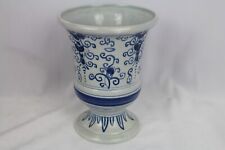 Vintage Delft Footed Urn Vase Blue Floral Made Holland 5 7/8"