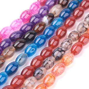 5 Strd Natural Agate Barrel Beads Smooth Gemstone Loose Spacer Beads Craft 9x6mm