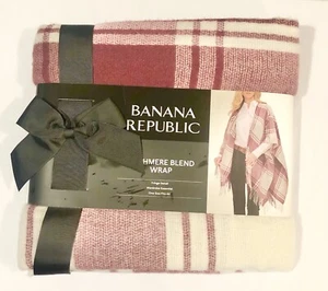 Banana Republic Cashmere Blend Wrap Maroon And White New - Picture 1 of 5