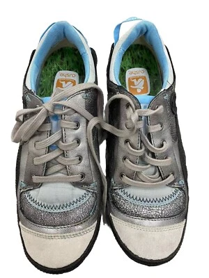 Cushe Women's Boutique Leather Walking Casual Sneakers Metallic/Lt. Blue/Gray 7 - Image 1 of 4