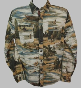 Camicia RRL Ralph Lauren scena zona umida camoscio flanella caccia western AOP doppia - Foto 1 di 7