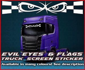 Pegatina para parabrisas Evil Eyes Flag Camión cabina de vidrio ventana HGV MAN DAF - Imagen 1 de 7