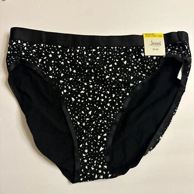 Jenni Women's Hi-Cut Bikini Panty Underwear, Black Hearts and Stars, Medium - Image 1 of 4