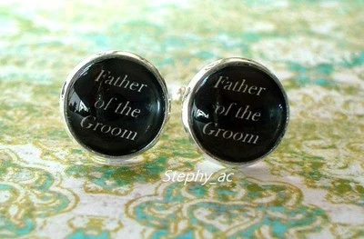  Gemelos de padre del novio 16 mm, regalos para papá, gemelos de boda (negro) Foto 1 de 3